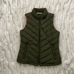 Gap Womens Puffer Vest Small Olive Green
